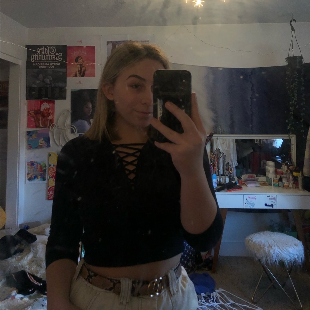 black brandy melville lace up long sleeve